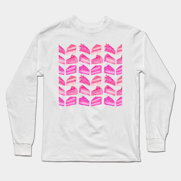 Pink Cake Slices Long Sleeve T-Shirt by CatCoq